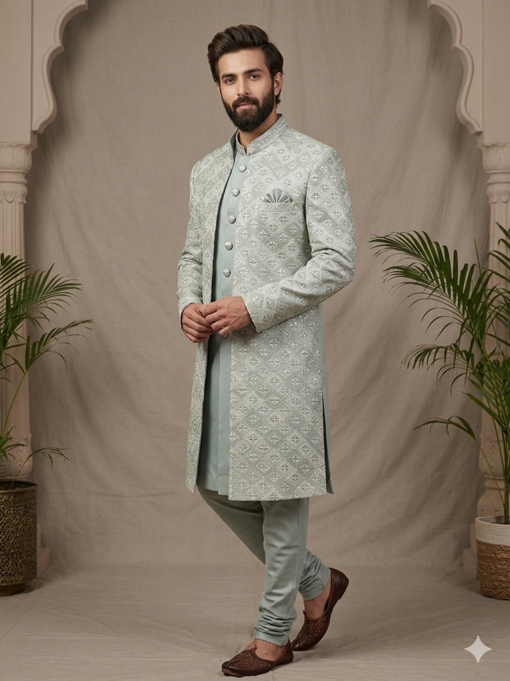Men’s sherwani very elegant fabric and detailing work